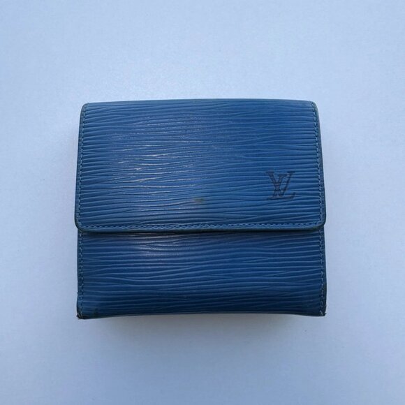 Vintage Louis Vuitton Epi Leather Elise Trifold Wallet Blue LV See Pictures - Picture 1 of 9